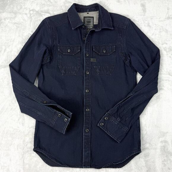 G-Star Other - G-Star RAW Indigo Herringbone Denim Shirt Men XS Dark Wash Button Up Workwear